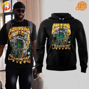 Boston Celtics NBA Champions 2024 Hoodie with skeleton design in black and white versions