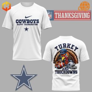 White Happy Thanksgiving Dallas Cowboys Shirt with 