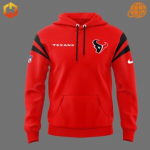 Front view of the Houston Texans H-Town Red Hoodie with team logo and text.