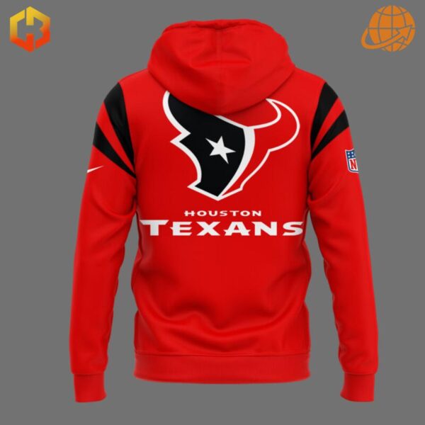 Back view of the Houston Texans H-Town Red Hoodie with large team logo and text.