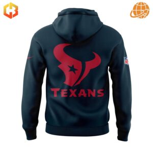 Back view of Houston Texans Thanksgiving Day Hoodie featuring large red team logo.