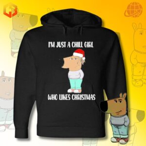 Black hoodie with chill guy meme and text 