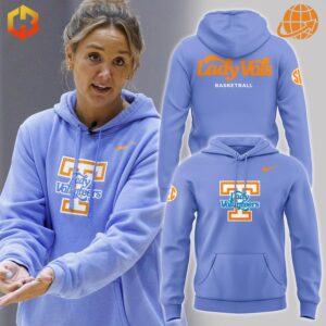 ady Vols Basketball Tennessee Volunteers Hoodie modeled and displayed, showing front and back designs.