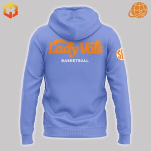 Back view of Lady Vols Basketball Tennessee Volunteers Hoodie showing text design and SEC logo.