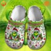 Classic Merry Grinchmas The Grinch Crocs Shoes with Santa-hat Grinch graphic and festive Christmas decorations.