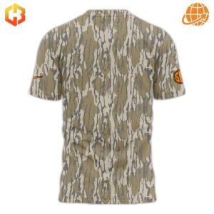 Back view of Morgan Wallen Mossy Oak T-Shirt with full camouflage pattern.