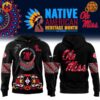 Front and back view of the Native American Heritage Month Ole Miss Rebels Hoodie with colorful graphics and the Ole Miss logo.