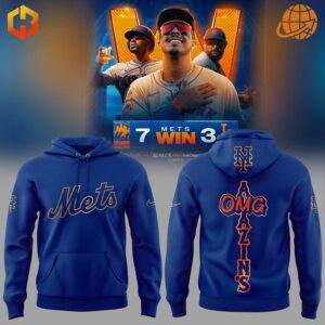 Blue New York Mets hoodie with orange Mets logo on front and 