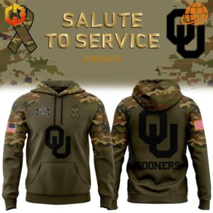 Salute to Service Oklahoma Sooners Hoodie with OU logo and camouflage pattern.