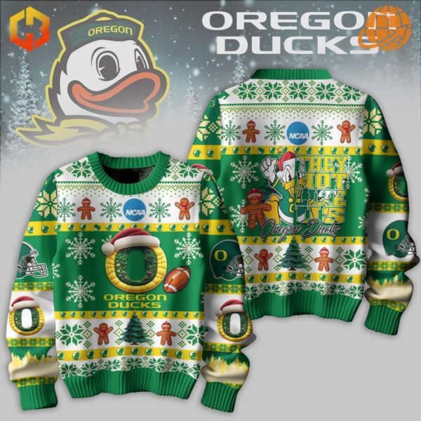 Oregon Ducks "They Not Like Us" Sweater with festive design and team logo