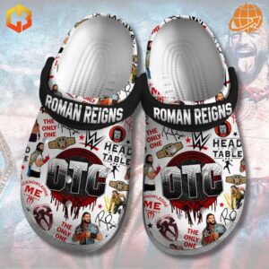 Step into the ring with style wearing these eye-catching Roman Reigns OTC WWE Crocs Shoes