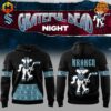 Seattle Kraken Grateful Dead Night Hoodie featuring dancing bear mascot with hockey stick, front and back view on black background with promotional banner.