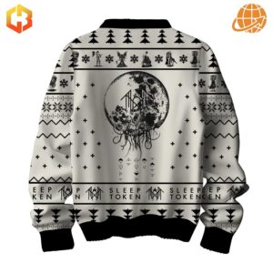 Back view of the Sleep Token Take Me Back To Eden Sweater with a detailed moon design, organic patterns, and the Sleep Token logo.