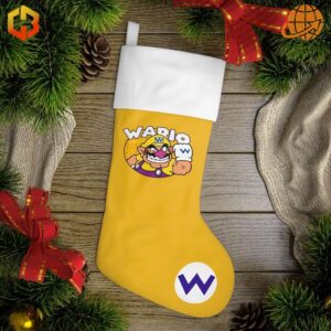 Bring gaming nostalgia to your holiday decor with the Super Mario Bros Wario Christmas Stocking.