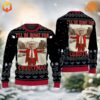 Trump I'll Be Home for Christmas sweater in black with a festive holiday design featuring Trump in a Santa outfit.