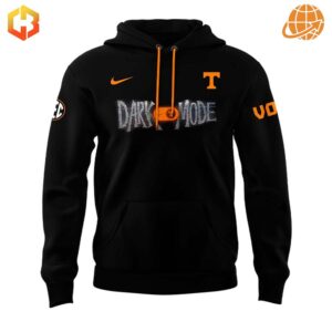 Front view of Venom Dark Mode Tennessee Volunteers Hoodie with "Dark Mode" text and Tennessee "T" logo.