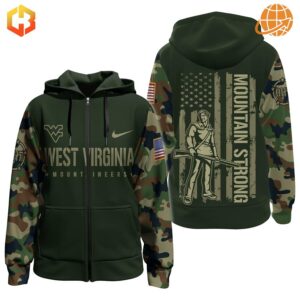 Mountaineers hoodie honoring military veterans.