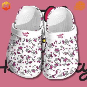 Step into cuteness overload with these White Hello Kitty Crocs Shoes, where comfort meets iconic Sanrio charm!