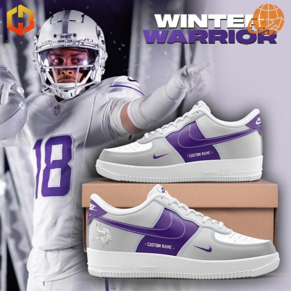 Make a statement with the Winter Warrior Minnesota Vikings Nike Air Force 1—where style meets personalization for every fan.