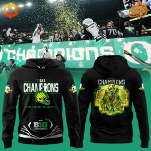 Show your Ducks pride with the 2024 Big Ten Champions Oregon Ducks Hoodie – a stylish commemoration of victory!