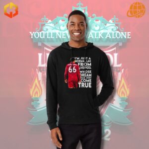 Black and white hoodie with a front print of Trent Alexander-Arnold and the quote, 