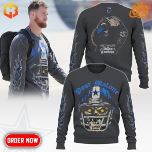 Dallas Cowboys Post Malone Sweatshirt product display with model and design details