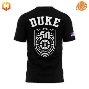 Celebrate the legacy with the bold 'DUKE' text and 50th-anniversary emblem on the Duke Blue Devils Women's Basketball black Hoodie.