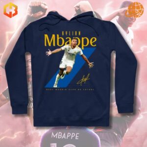 A stylish and comfortable hoodie perfect for any Real Madrid fan, showcasing the signature of their favorite player, Kylian Mbappé.