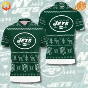 Festive New York Jets polo shirt perfect for the holidays