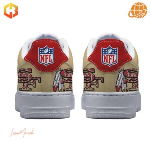 Step out in style with these San Francisco 49ers Gotta Jet Nike Air Force Shoes, where every angle celebrates team pride and NFL heritage.