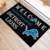 Detroit Lions welcome doormat with team logo and "This house cheers for the Detroit Lions" text